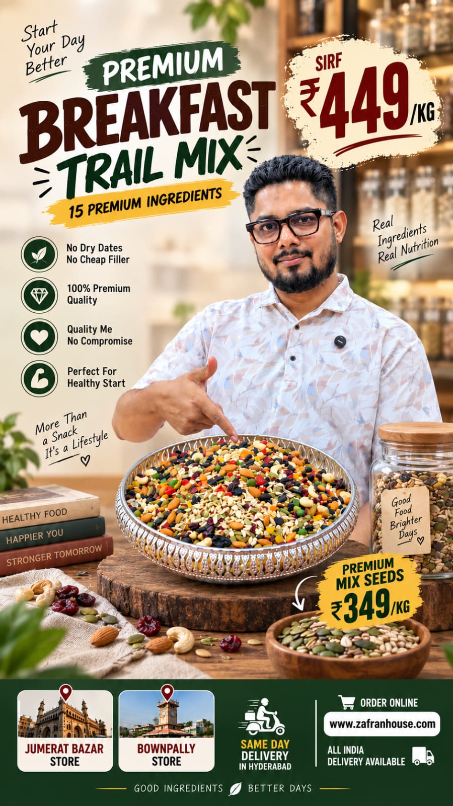 Premium Breakfast Trail Mix in Hyderabad: 15 Ingredients for a Better Start to Your Day