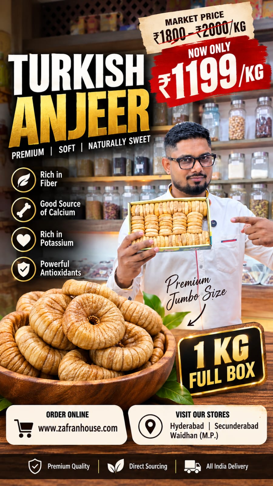 Turkish Anjeer at ₹1,199/kg – Premium Jumbo Dried Figs at Zafran House