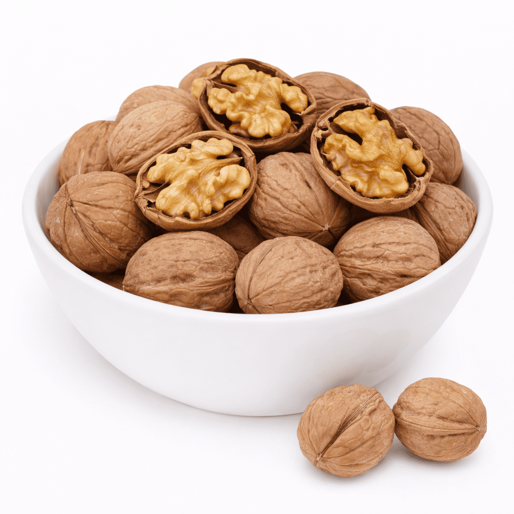 Walnut With Shell premium whole nuts close-up, large brown hard shell walnuts rich omega-3 from Zafran House