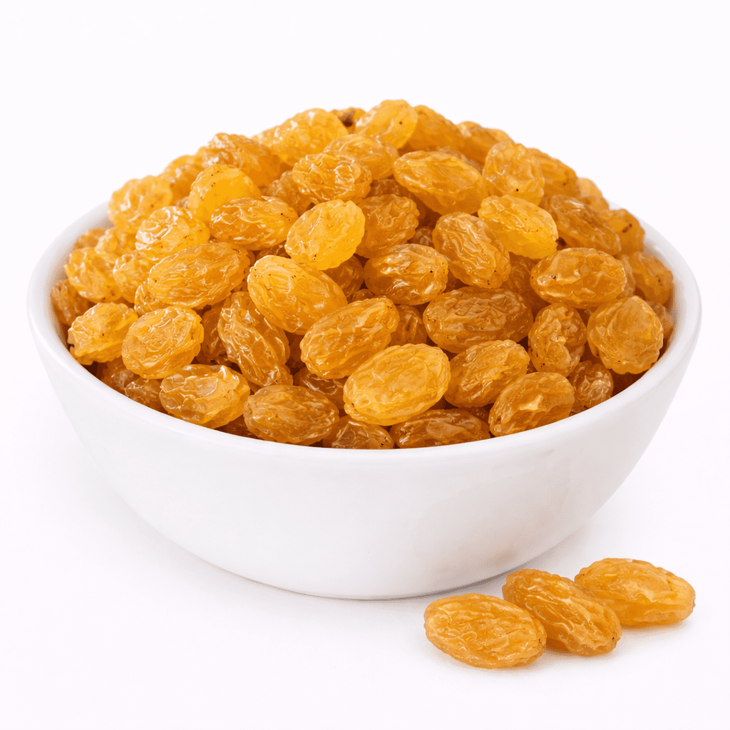 Kishmish Raisins premium close-up, dark brown juicy seedless kishmish iron-rich energy snack from Zafran House