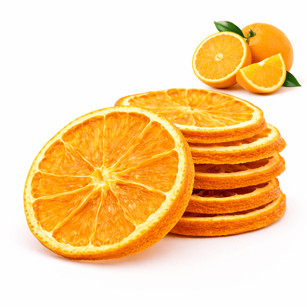Dried Orange Slices premium close-up, bright orange sweet-tangy candied orange dry fruit vitamin C snack from Zafran House