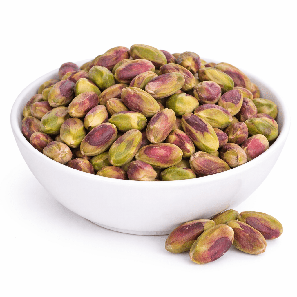 Pista Magaz Premium kernels close-up, large bright green pista dana rich nutty brain food from Zafran House