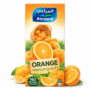 Almarai Orange Juice 200ml carton with fresh oranges in basket, sliced oranges, vibrant orange premium packaging imported no artificial colors